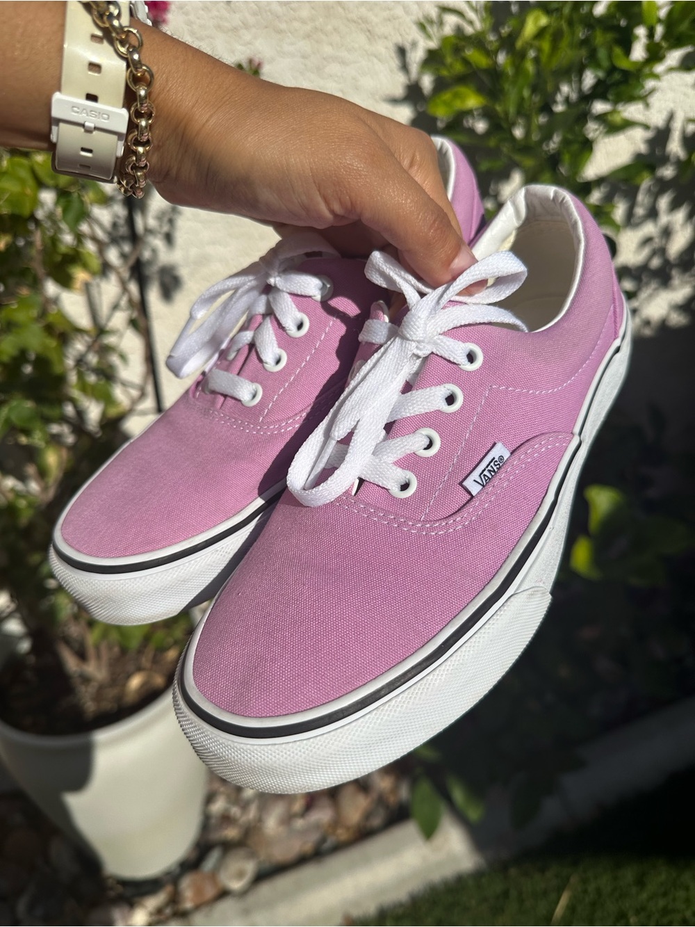 Vans lilac Canvas Low-Top Sneakers with White Trim